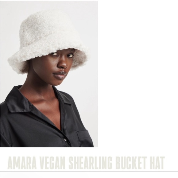 APPARIS AMARA VEGAN SHEARLING BUCKET HAT, new with tags - Picture 3 of 3